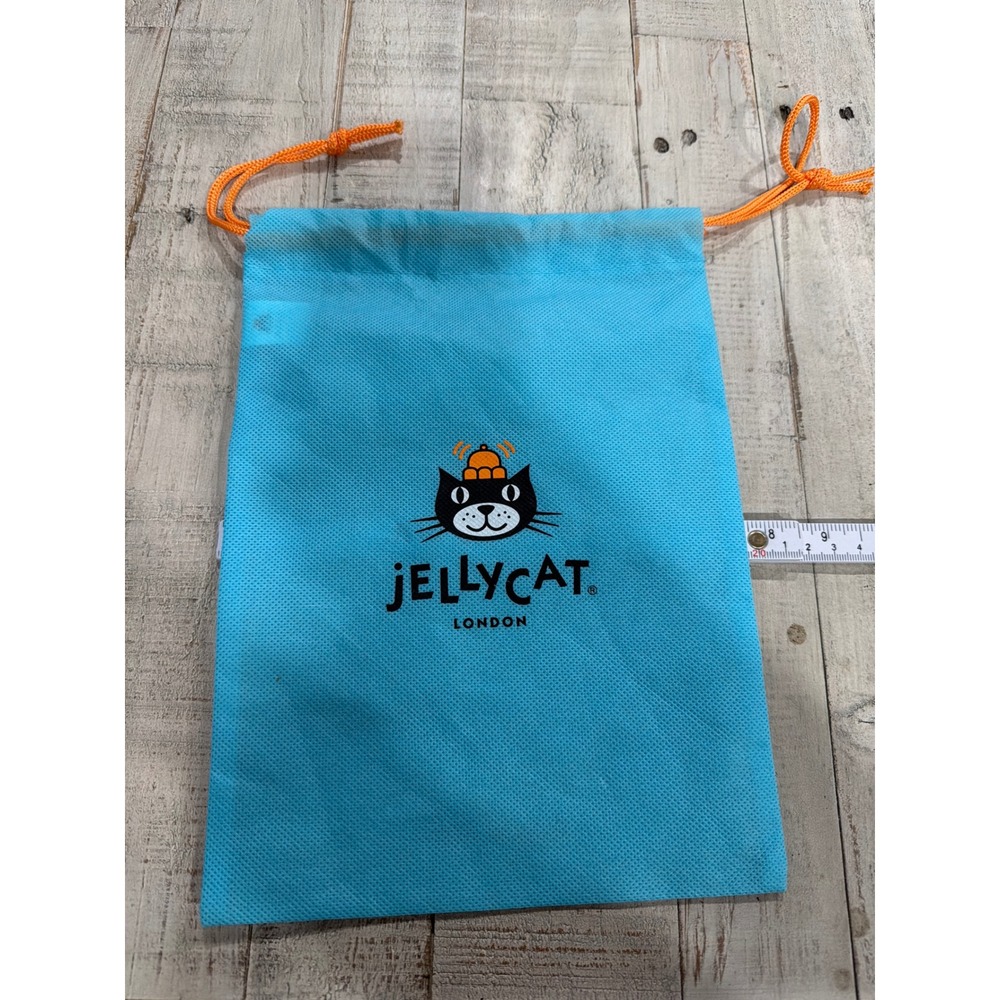Jellycat London Blue Drawstring Gift Bag Black Cat Logo Reusable Pouch 8.5x12
